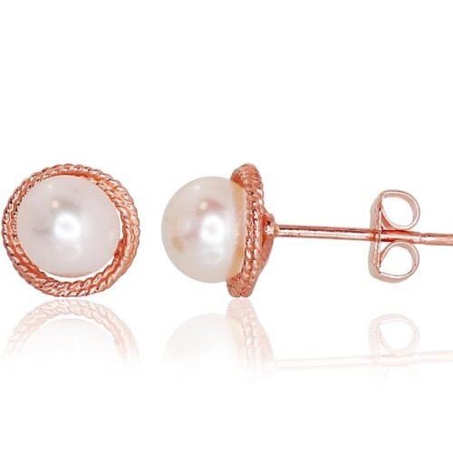 Gold classic studs earrings with Fresh-water Pearl