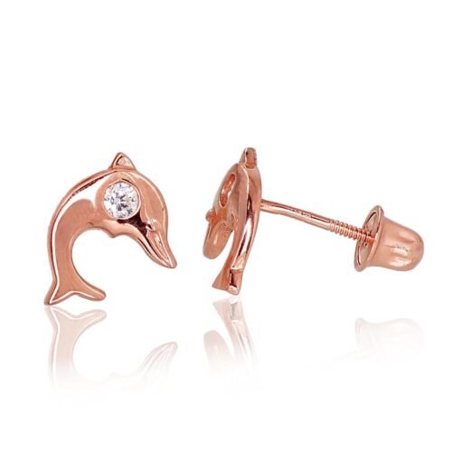 Gold screw studs earrings with Zirkons