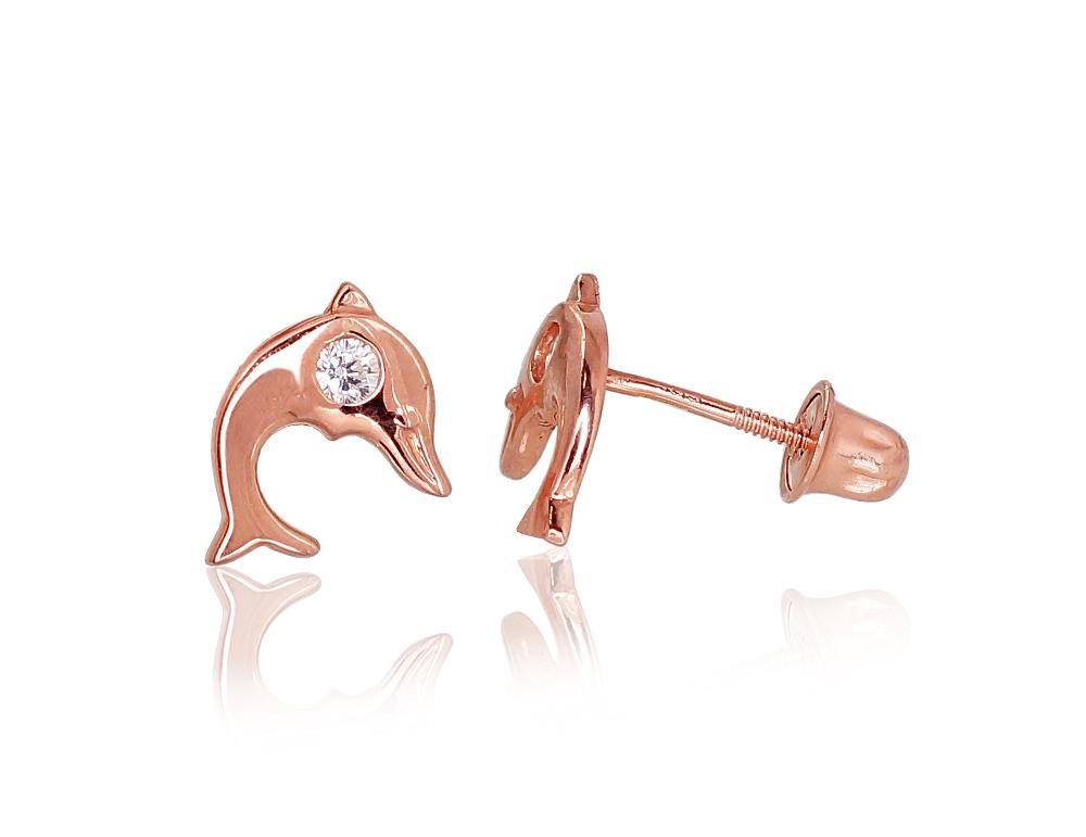 Gold screw studs earrings with Zirkons