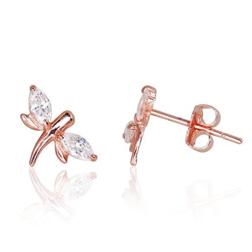 Gold classic studs earrings with Zirkons