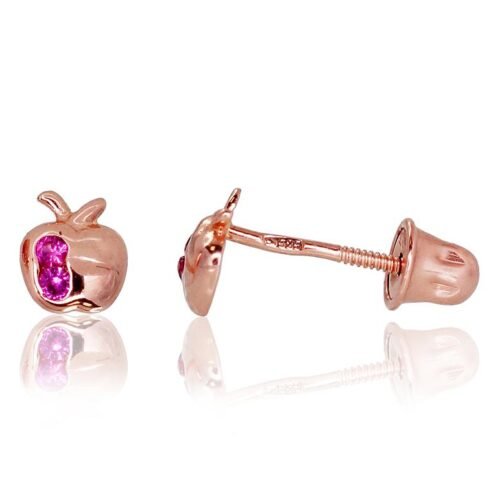 Gold screw studs earrings with Zirkons