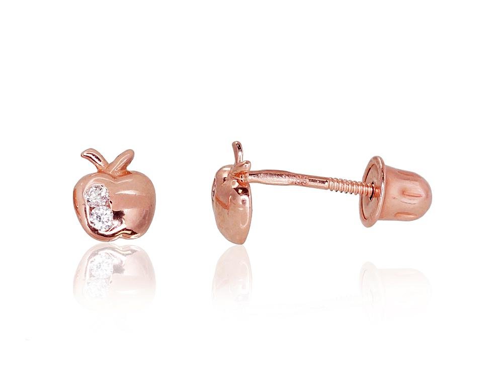 Gold screw studs earrings with Zirkons