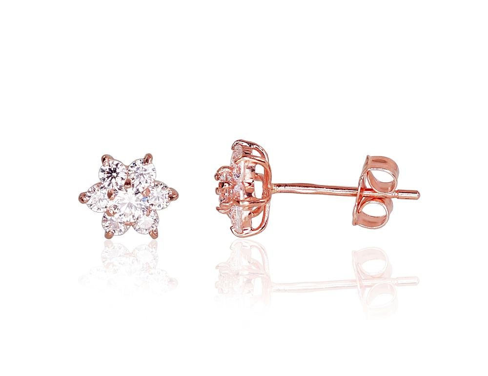 Gold classic studs earrings with Zirkons