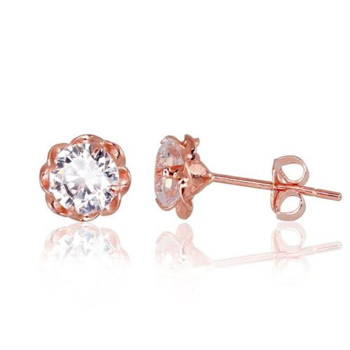 Gold classic studs earrings with Zirkons