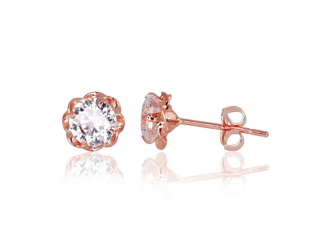 Gold classic studs earrings with Zirkons