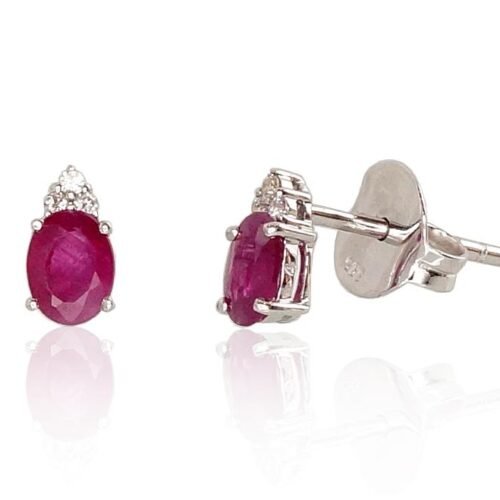 Gold classic studs earrings with Diamonds , Ruby