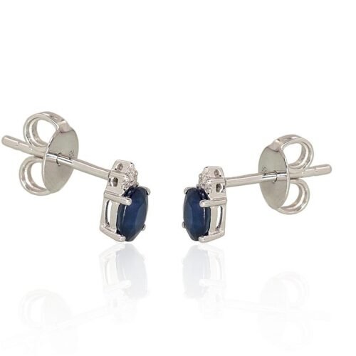 Alternative view of Gold classic studs earrings with Diamonds , Sapphire