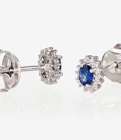 Alternative view of Gold classic studs earrings with Diamonds , Sapphire