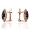 Gold earrings with 'english' lock with Diamonds , Sapphire - Image 2