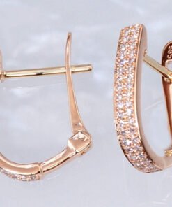 Alternative view of Gold earrings with 'english' lock with Diamonds