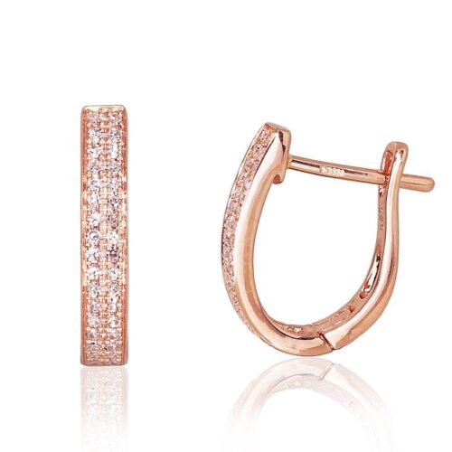 Gold earrings with 'english' lock with Diamonds