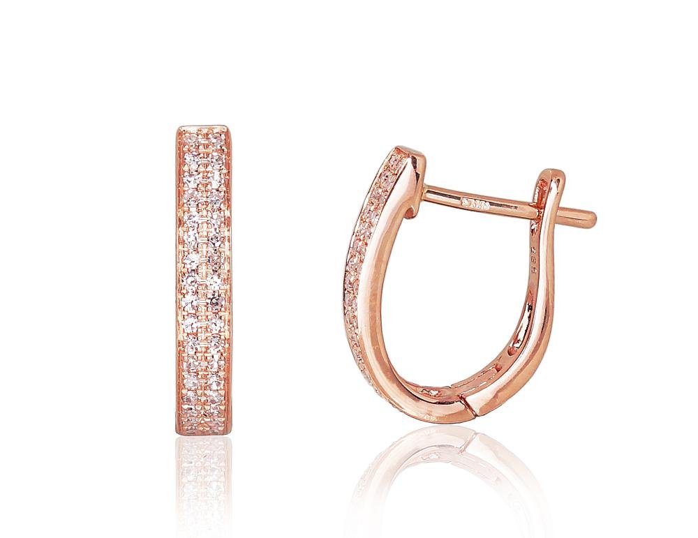 Gold earrings with 'english' lock with Diamonds