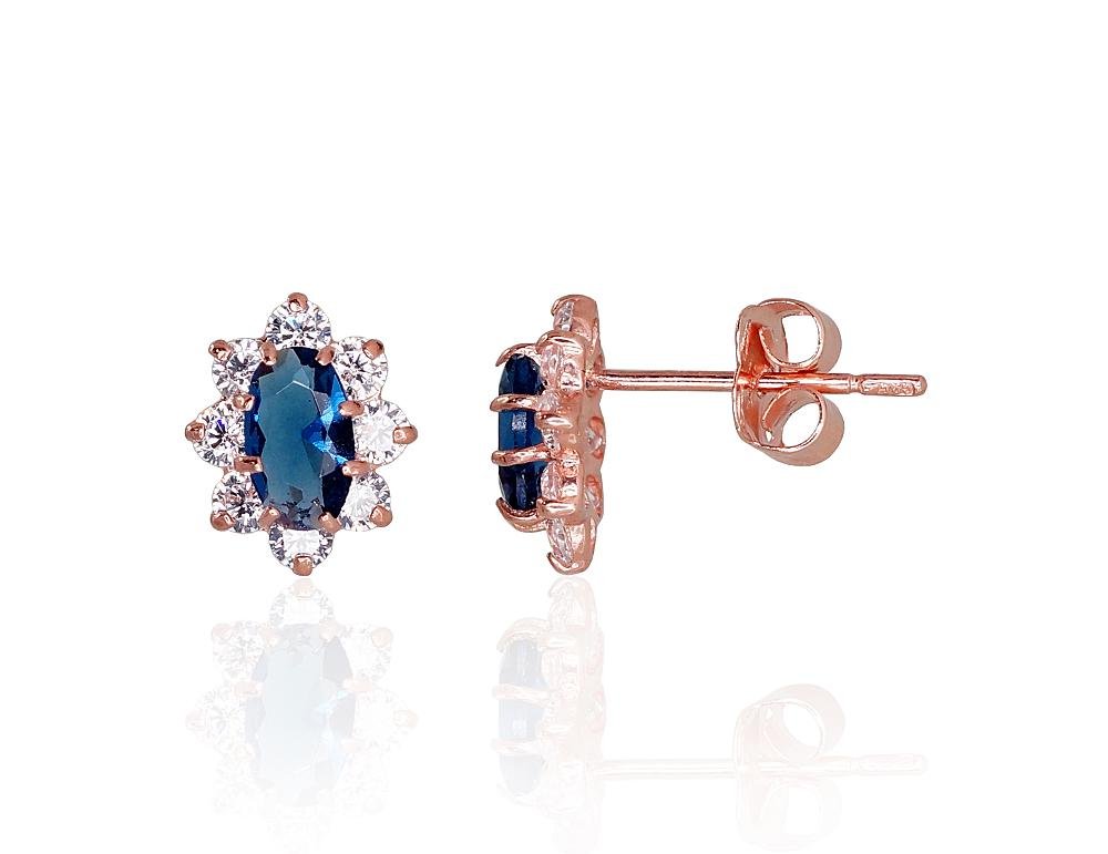 Gold classic studs earrings with Zirkons