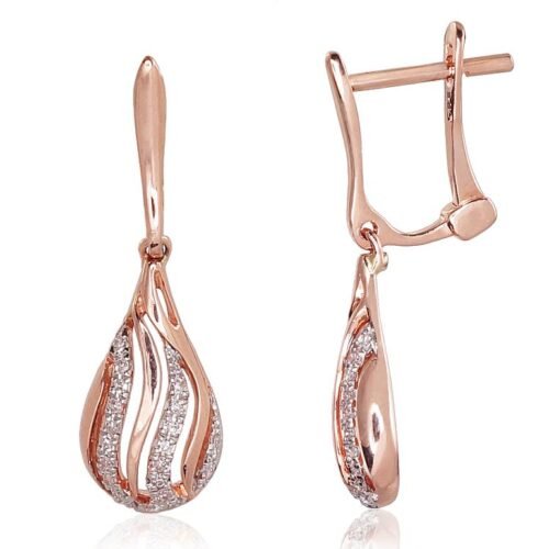 Gold earrings with 'english' lock with Diamonds