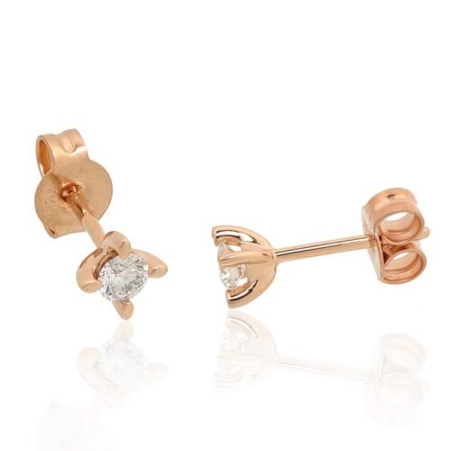 Alternative view of Gold classic studs earrings with Diamonds
