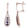 Gold earrings with 'english' lock with Diamonds , Sapphire