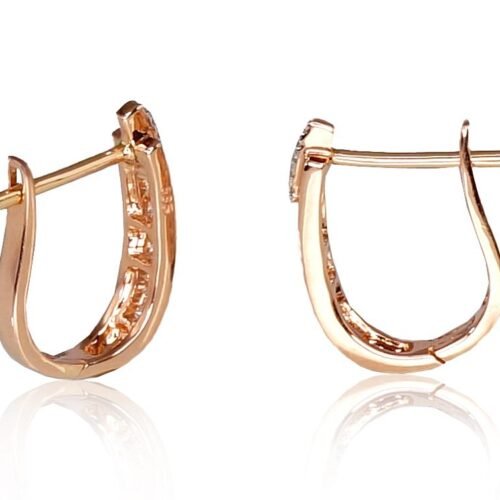 Alternative view of Gold earrings with 'english' lock with Diamonds