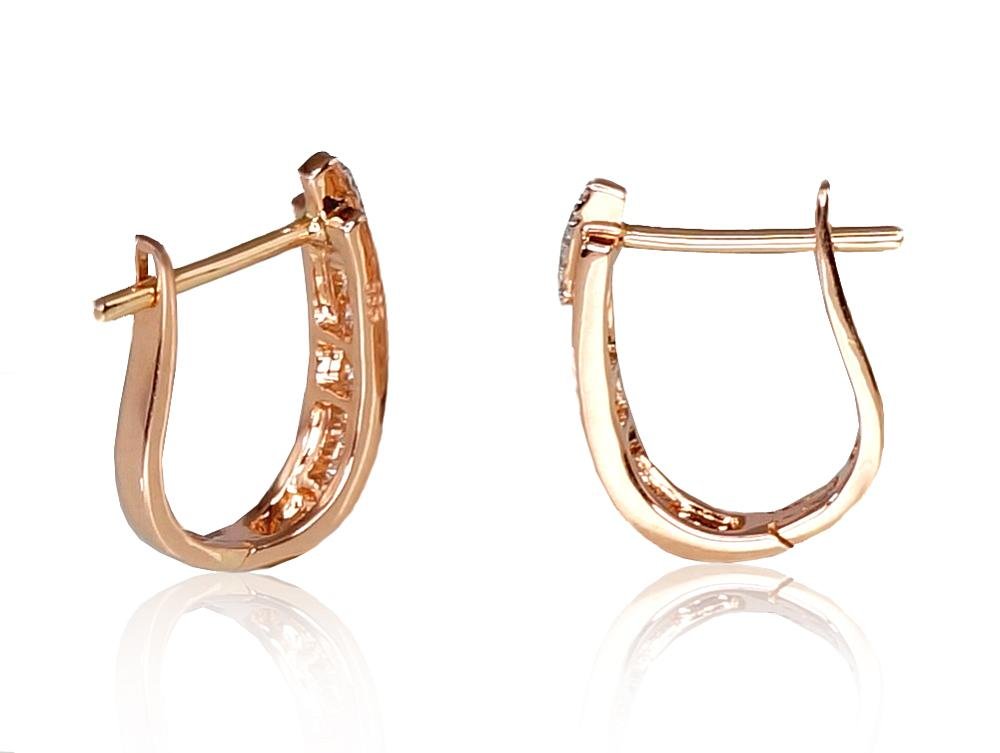 Gold earrings with 'english' lock with Diamonds - Image 2