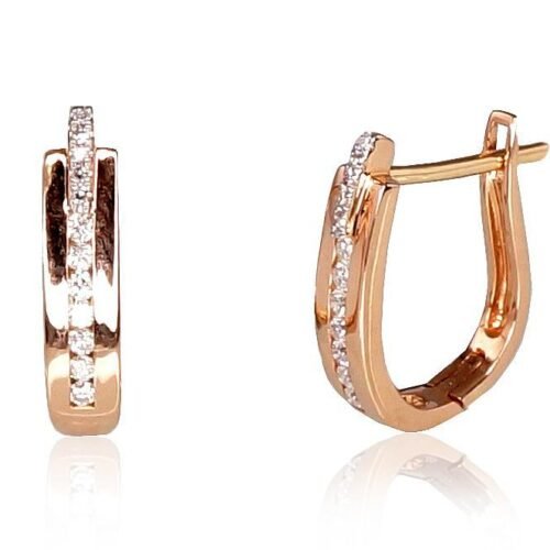 Gold earrings with 'english' lock with Diamonds