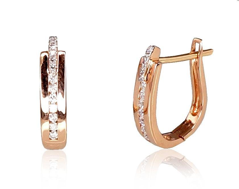 Gold earrings with 'english' lock with Diamonds