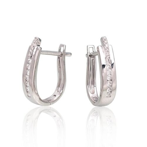 Alternative view of Gold earrings with 'english' lock with Diamonds
