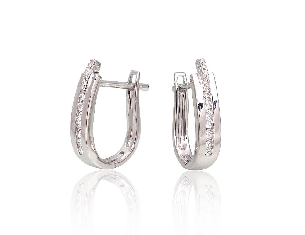 Gold earrings with 'english' lock with Diamonds - Image 2