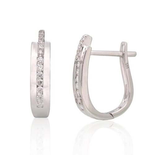 Gold earrings with 'english' lock with Diamonds