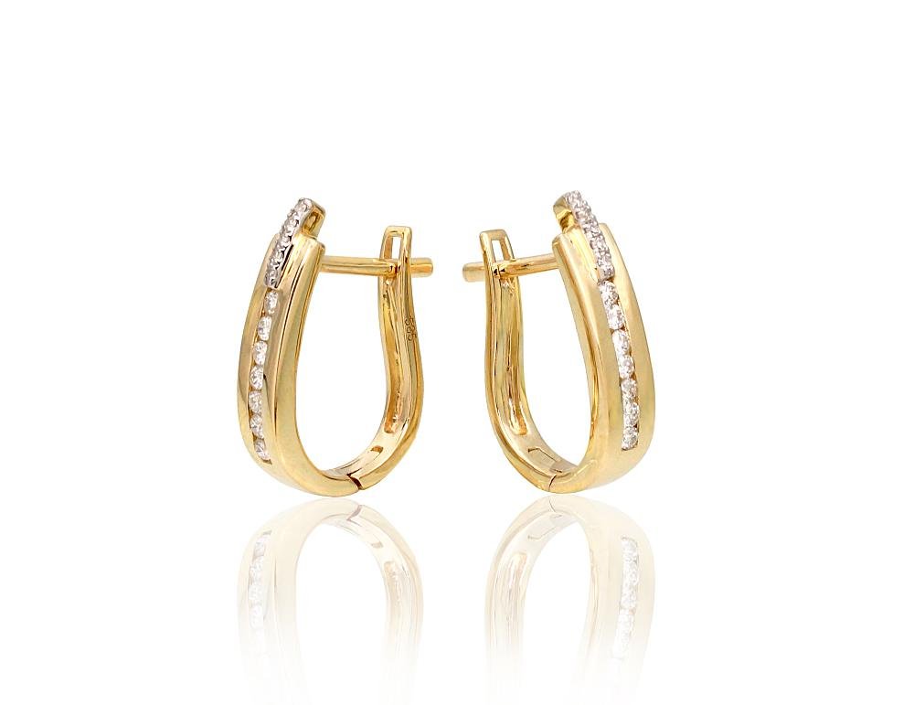Gold earrings with 'english' lock with Diamonds - Image 2