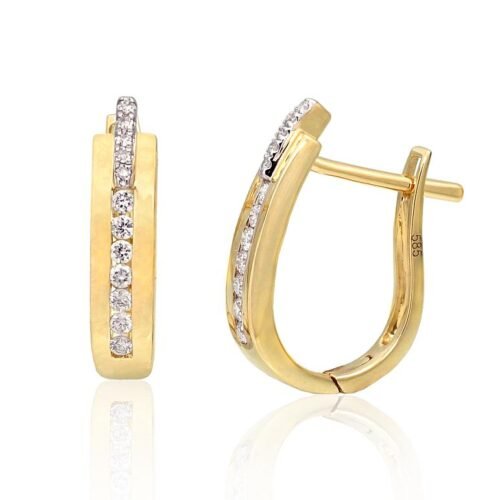 Gold earrings with 'english' lock with Diamonds