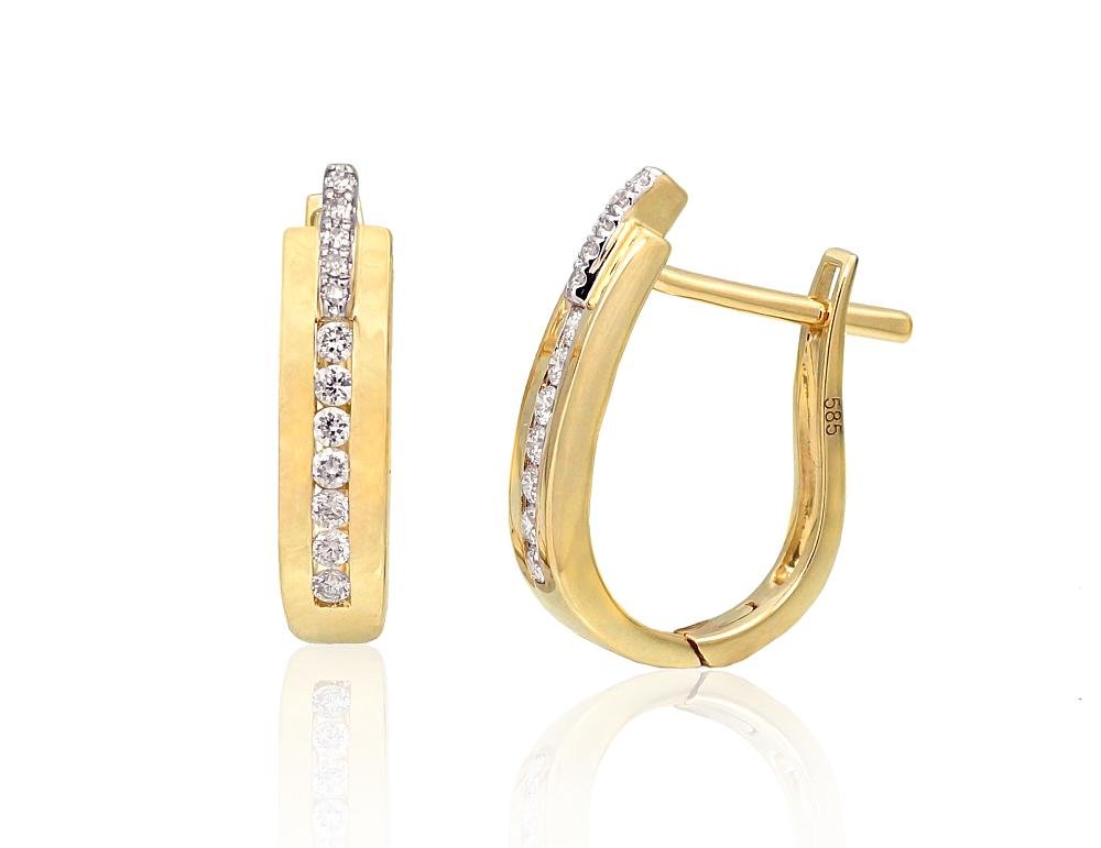 Gold earrings with 'english' lock with Diamonds