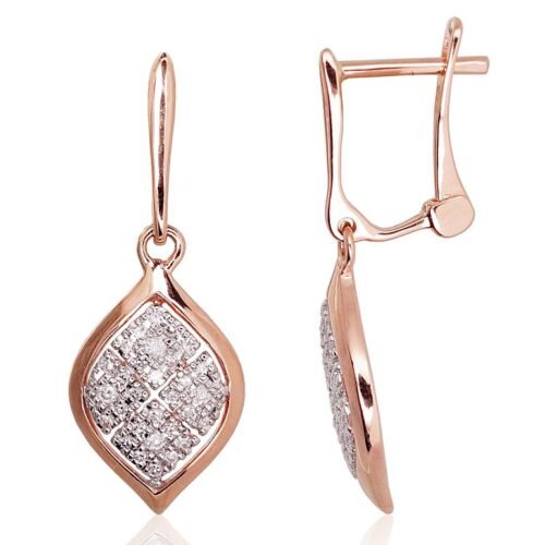 Gold earrings with 'english' lock with Diamonds