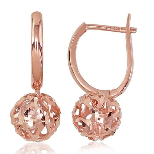 Gold earrings with 'english' lock with Zirkons