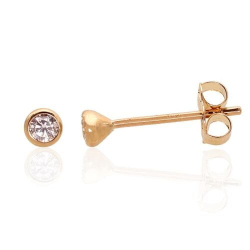 Gold classic studs earrings with Zirkons