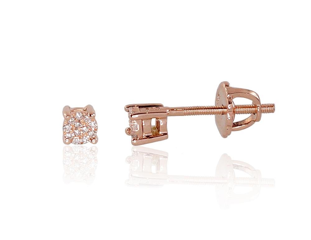 Gold screw studs earrings with Diamonds