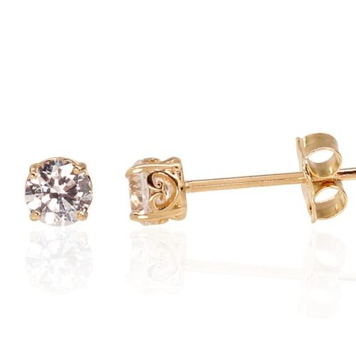 Gold classic studs earrings with Zirkons