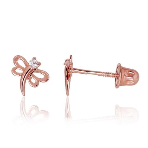 Gold screw studs earrings with Zirkons