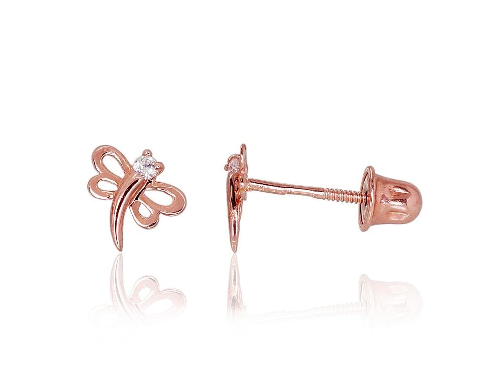 Gold screw studs earrings with Zirkons