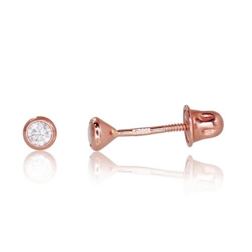 Gold screw studs earrings with Zirkons