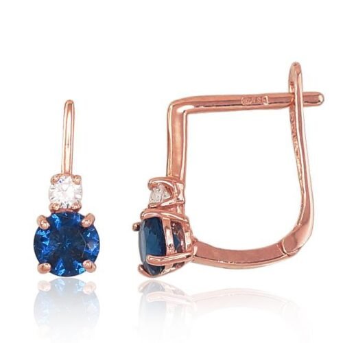 Gold earrings with 'english' lock with Zirkons