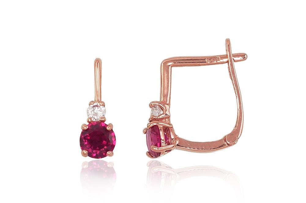 Gold earrings with 'english' lock with Zirkons