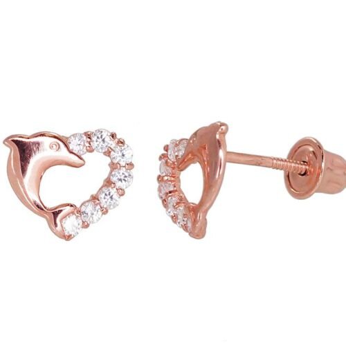 Gold screw studs earrings with Zirkons