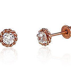 Gold screw studs earrings with Zirkons
