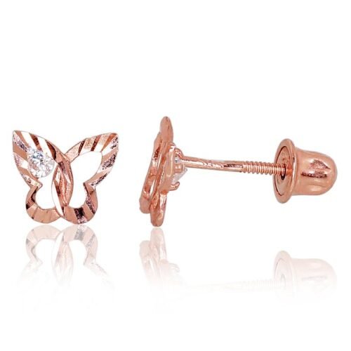 Gold screw studs earrings with Zirkons