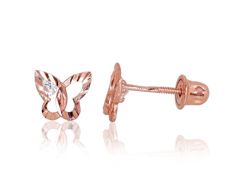 Gold screw studs earrings with Zirkons