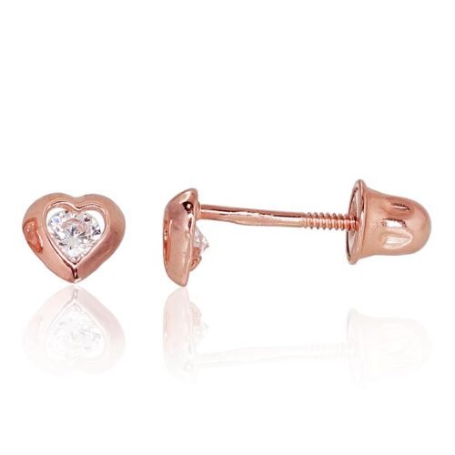 Gold screw studs earrings with Zirkons