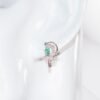 Gold earrings with 'english' lock with Diamonds , Emerald - Image 3
