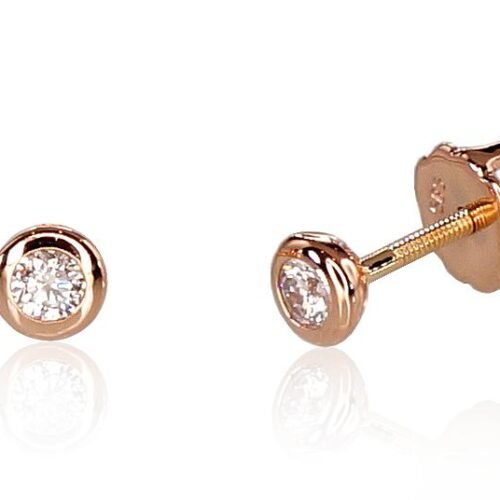 Gold screw studs earrings with Diamonds