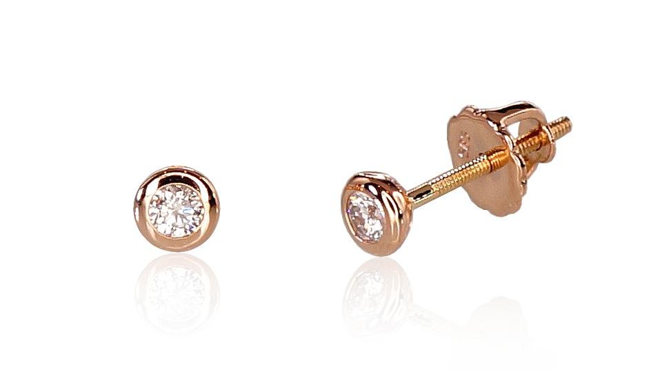 Gold screw studs earrings with Diamonds
