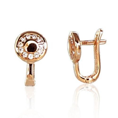 Gold earrings with 'english' lock with Zirkons