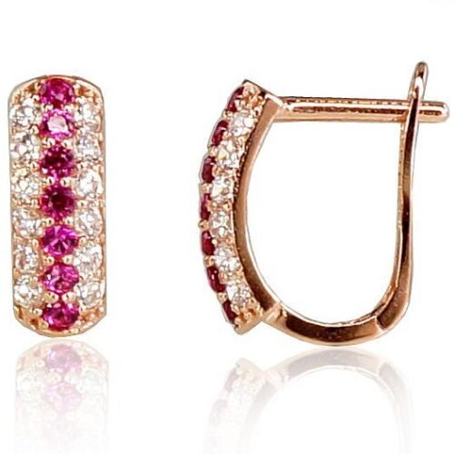 Gold earrings with 'english' lock with Zirkons